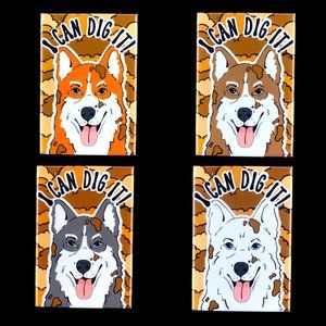 Siberian Husky Dog Magnet, Handmade Pet Portrait Retro Art Gift 2x3" - 4 Colors